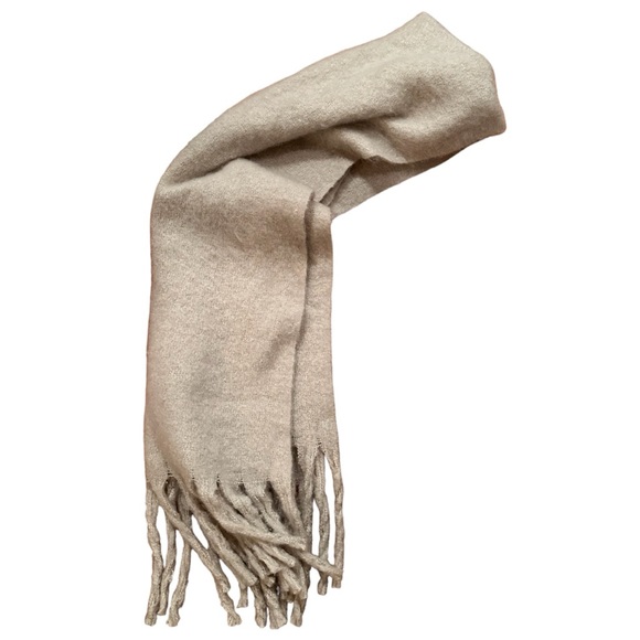 Accessories - Large Polyester Off White Beige Scarf